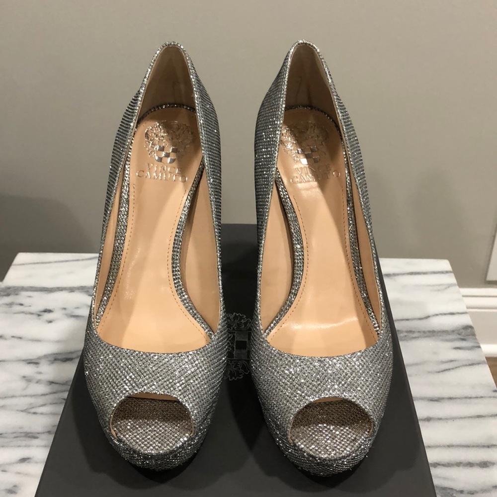 Vince Camuto silver heels 8.5